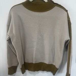 Cynthia Rowley Cream & Olive Turtleneck Sweater • Size M